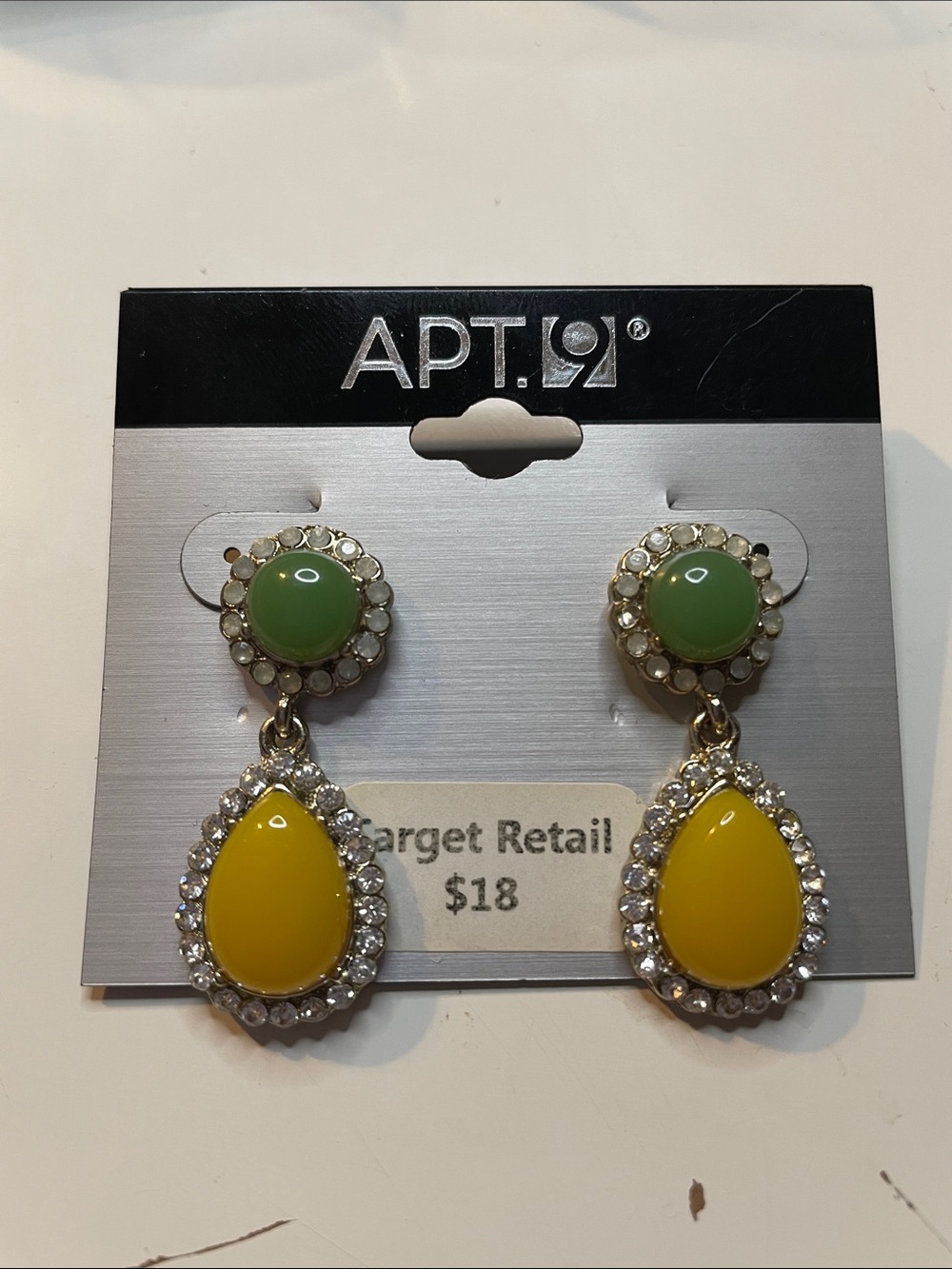 Apt. 9 Yellow Teardrop & Green Round Crystal Drop Earrings